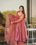 Salmon Premium Quality Anarkali Suit Set - women's fashion mart
