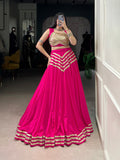 Pink Color Sequince Lace Touch Up Rayon Lehenga Choli