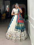 Peacock Design Sequins And Thread Embroidery Work Khadi Cotton Chaniya Choli - women's fashion mart