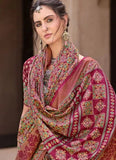 Vivid Burgundy Ajrakh Printed Sigma Silk Traditional Saree - women's fashion mart