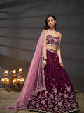 Silver - Golden Sequin,Thread & Coding Embroiderey Pure Chiffon Semi - Stitched Lehenga Choli - women's fashion mart