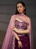 Silver - Golden Sequin,Thread & Coding Embroiderey Pure Chiffon Semi - Stitched Lehenga Choli - women's fashion mart