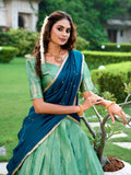 Pista Color Zari Weaving Work Kanchipuram Lehenga Choli - women's fashion mart