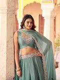 Sky Blue Color Engagement Wear Chaniya Choli