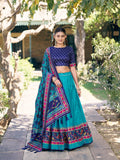 Sky Blue Color Printed Lehenga Choli