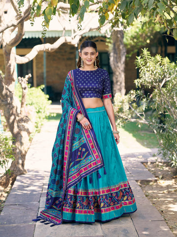 Sky Blue Color Printed Lehenga Choli