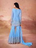 Sky Blue Embroidered Full Sleeve Sharara Suit - women's fashion mart
