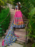 Pink Color Kalamkari Print With Zari Weaving Dola Silk South Indian Lehenga Choli - women's fashion mart