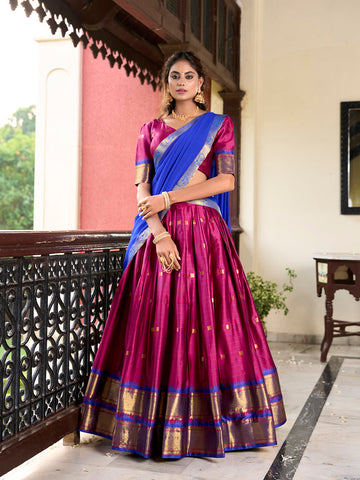 Pink Color Weaving Work With Paithani Concept Cotton Silk Lehenga Choli - women's fashion mart