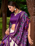 Purple Color Patola Print With Tussar Silk Lehenga Choli - women's fashion mart