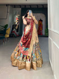 south indian Kalamkari Lehenga Choli -Lehenga Choli Beige women's fashion mart