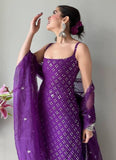 Spaghetti Style Purple Sharara Set -Salwar Kameez Purple / XS women's fashion mart
