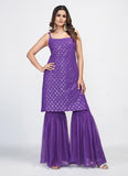 Spaghetti Style Purple Sharara Set -Salwar Kameez Purple / XS women's fashion mart