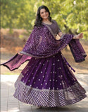 Spectacular Purple Faux Georgette Sequins Thread Embroidered Lehenga Set - women's fashion mart