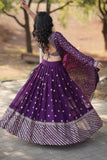 Spectacular Purple Faux Georgette Sequins Thread Embroidered Lehenga Set - women's fashion mart