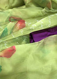 Splendid Pista Green Digital Print Casual Wear Organza Saree -Saree Semi Stitched women's fashion mart