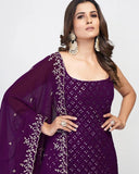 Spaghetti Style Purple Sharara Set -Salwar Kameez Purple / XS women's fashion mart