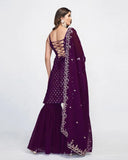 Spaghetti Style Purple Sharara Set -Salwar Kameez Purple / XS women's fashion mart