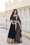 Stunning Black Faux Georgette Heavy Thread Sequins Embroidered Lehenga Choli Set -Lehenga Choli Semi Stitched women's fashion mart