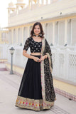 Stunning Black Faux Georgette Heavy Thread Sequins Embroidered Lehenga Choli Set -Lehenga Choli Semi Stitched women's fashion mart