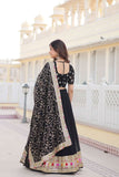 Stunning Black Faux Georgette Heavy Thread Sequins Embroidered Lehenga Choli Set -Lehenga Choli Semi Stitched women's fashion mart
