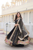 Stunning Black Faux Georgette Heavy Thread Sequins Embroidered Lehenga Choli Set -Lehenga Choli Semi Stitched women's fashion mart