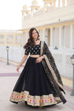 Stunning Black Faux Georgette Heavy Thread Sequins Embroidered Lehenga Choli Set -Lehenga Choli Semi Stitched women's fashion mart