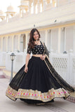 Stunning Black Faux Georgette Heavy Thread Sequins Embroidered Lehenga Choli Set -Lehenga Choli Semi Stitched women's fashion mart