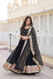 Stunning Black Faux Georgette Heavy Thread Sequins Embroidered Lehenga Choli Set -Lehenga Choli Semi Stitched women's fashion mart