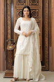Stunning Faux Georgette Sequins Embroidered Top Sharara Set - women's fashion mart