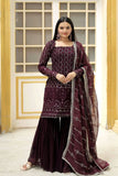 Stunning Faux Georgette Sequins Embroidered Top Sharara Set - women's fashion mart