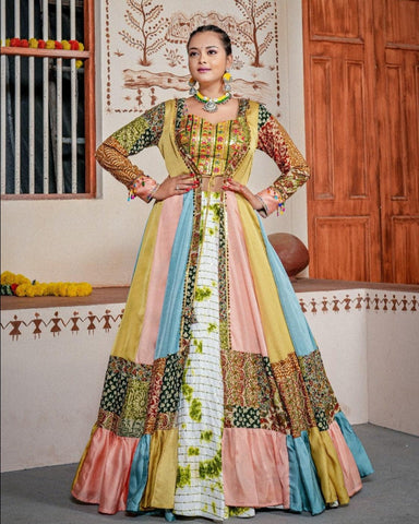 Stunning Multicolored Traditional Indo-Western Set - women's fashion mart