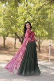 Stylish Crush Pleated Lehenga Choli Set With Floral Shrug - women's fashion mart