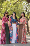 Stylish Crush Pleated Lehenga Choli Set With Floral Shrug - women's fashion mart
