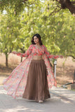 Stylish Crush Pleated Lehenga Choli Set With Floral Shrug - women's fashion mart