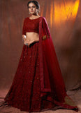 Stylish Maroon Resham Work Detailed Lehenga Choli -Lehenga Choli Semi Stitched women's fashion mart