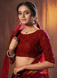 Stylish Maroon Resham Work Detailed Lehenga Choli -Lehenga Choli Semi Stitched women's fashion mart