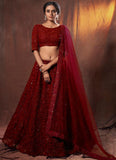Stylish Maroon Resham Work Detailed Lehenga Choli -Lehenga Choli Semi Stitched women's fashion mart