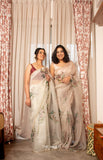 Sufi Beige Organza Silk Saree - women's fashion mart