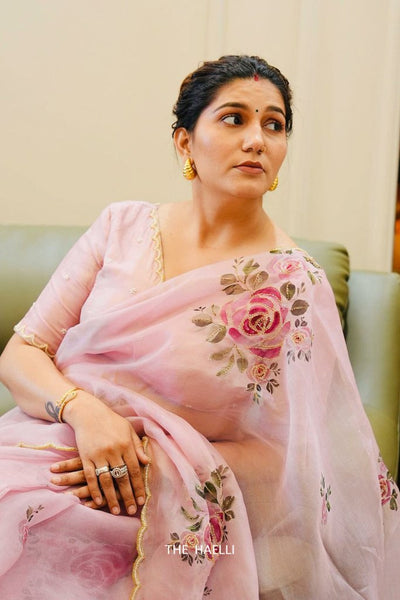Tara Pink Organza Silk Saree - women's fashion mart