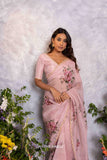 Tara Pink Organza Silk Saree - women's fashion mart