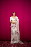 Tara White Organza Silk Saree - women's fashion mart