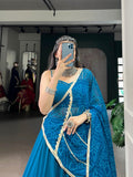 Teal Color Lace Touch Up Rayon Chaniya Choli - women's fashion mart