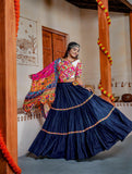 Three Tal Traditional Rayon Navratri Lehenga Choli Set - women's fashion mart