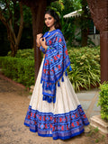 Royal Blue Color Patola Print With Tussar Silk Lehenga Choli - women's fashion mart