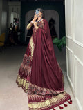 Maroon Color Digital Print With Lagadi Patta Gaji Silk Lehenga Choli - women's fashion mart