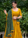 Mustard Color Plain With Gota Patti Cotton Lehenga Choli -traditional chaniya choli Unstitched / Semi-Stitched women's fashion mart