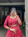 Pink Color Floral Print With Gota Patti Touch up Tussar Silk Two piece Chaniya Choli - women's fashion mart
