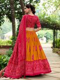 Mustard Color Bandhej Printed Tussar Silk Women Wear Lehenga Choli - women's fashion mart