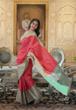 Traditional Red Banarasi Silk Saree with Green Border - women's fashion mart